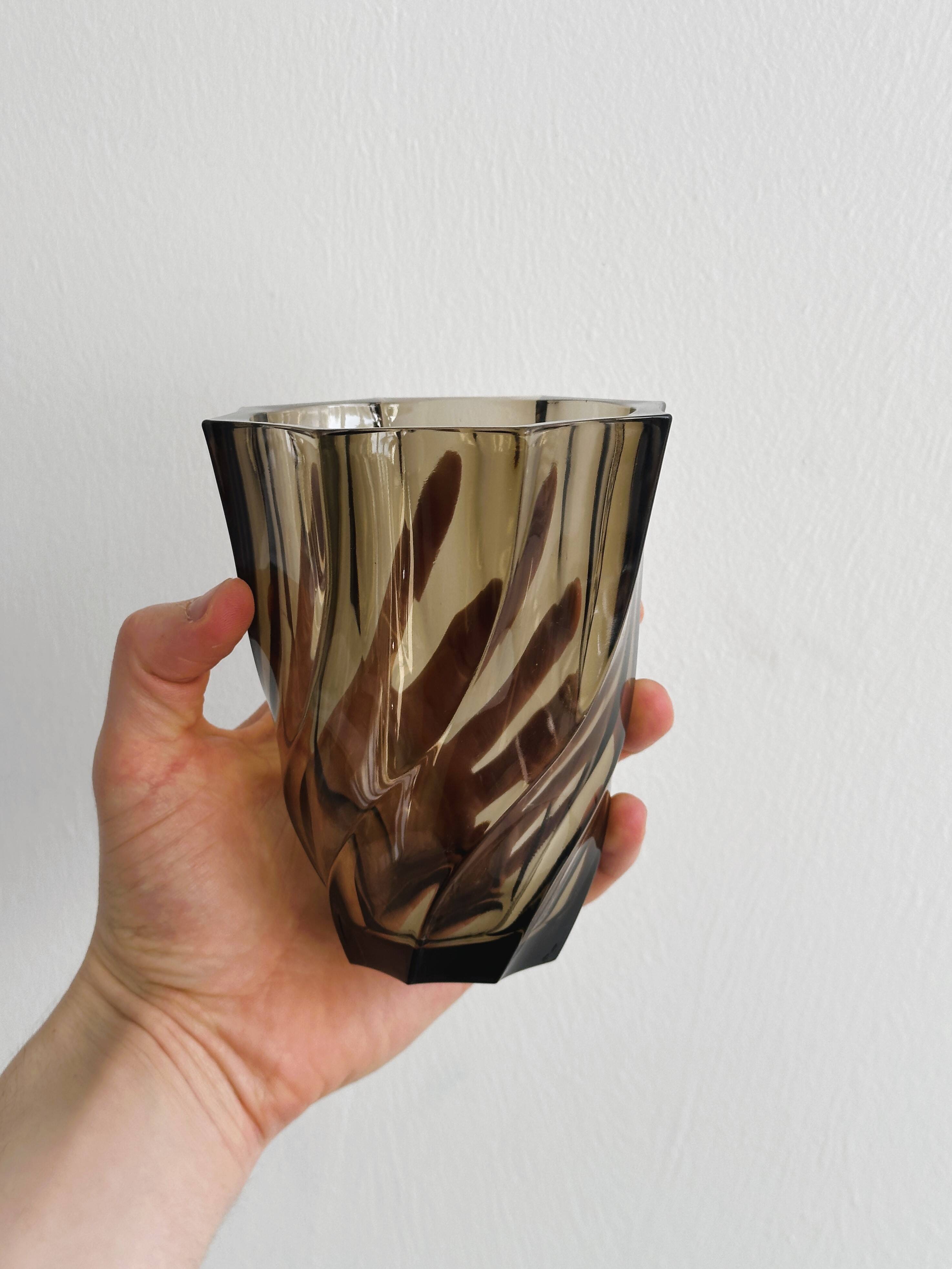Thick smoked glass vase.