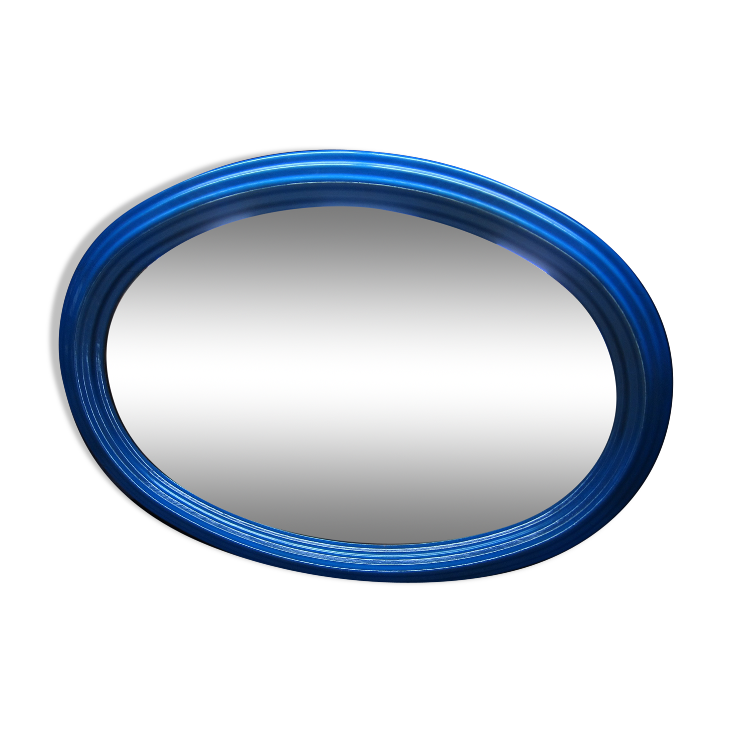 Blue pine oval mirror 50x67cm