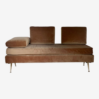 Banquette divan lit daybed velours vintage