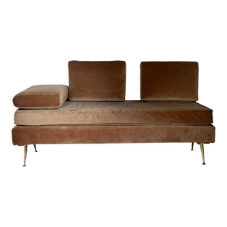 Banquette divan lit daybed velours vintage