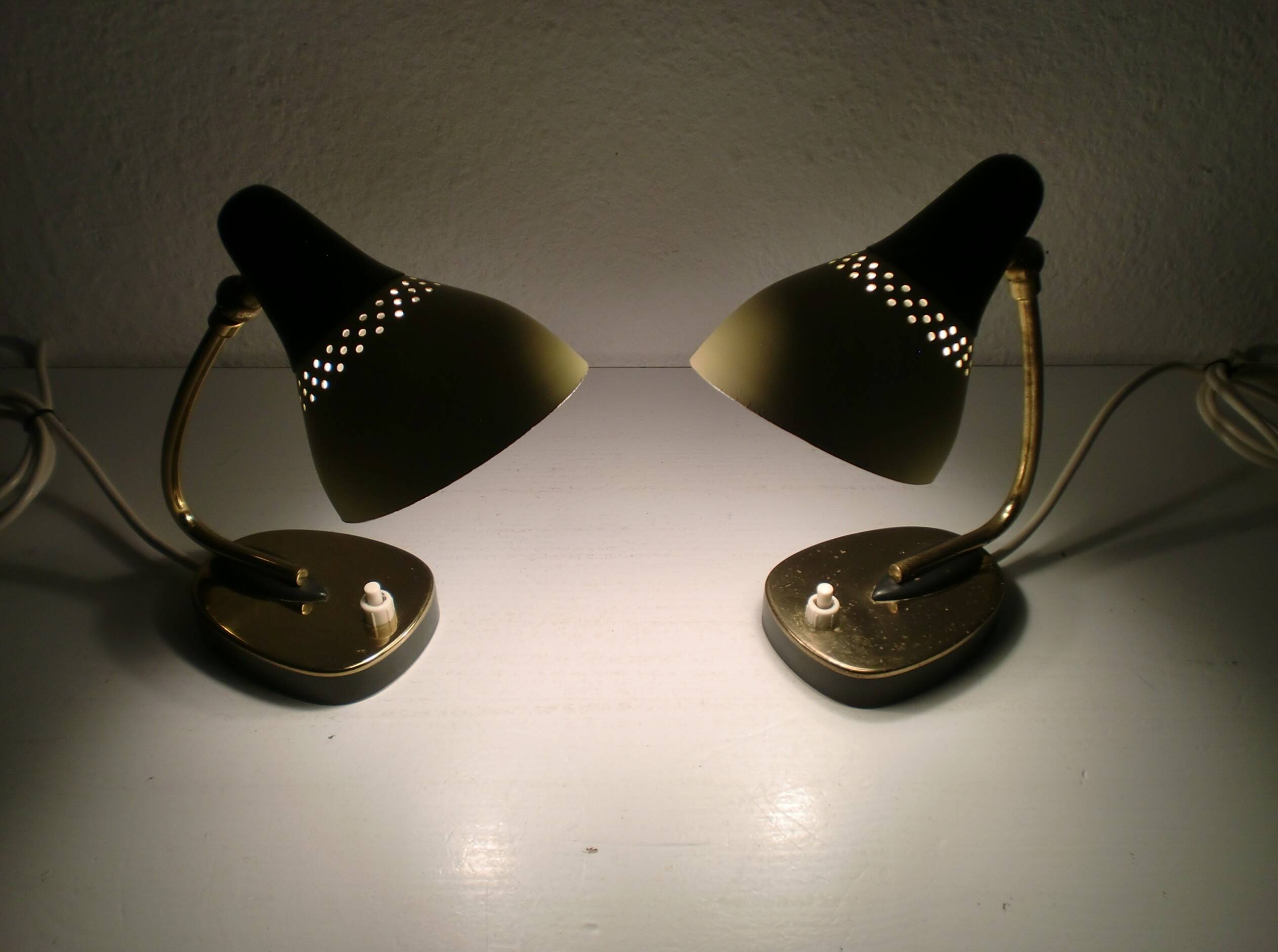 Pair of 1950s Design Bedside Table Lamps Art Nouveau, Stilnovo, Rockabilly