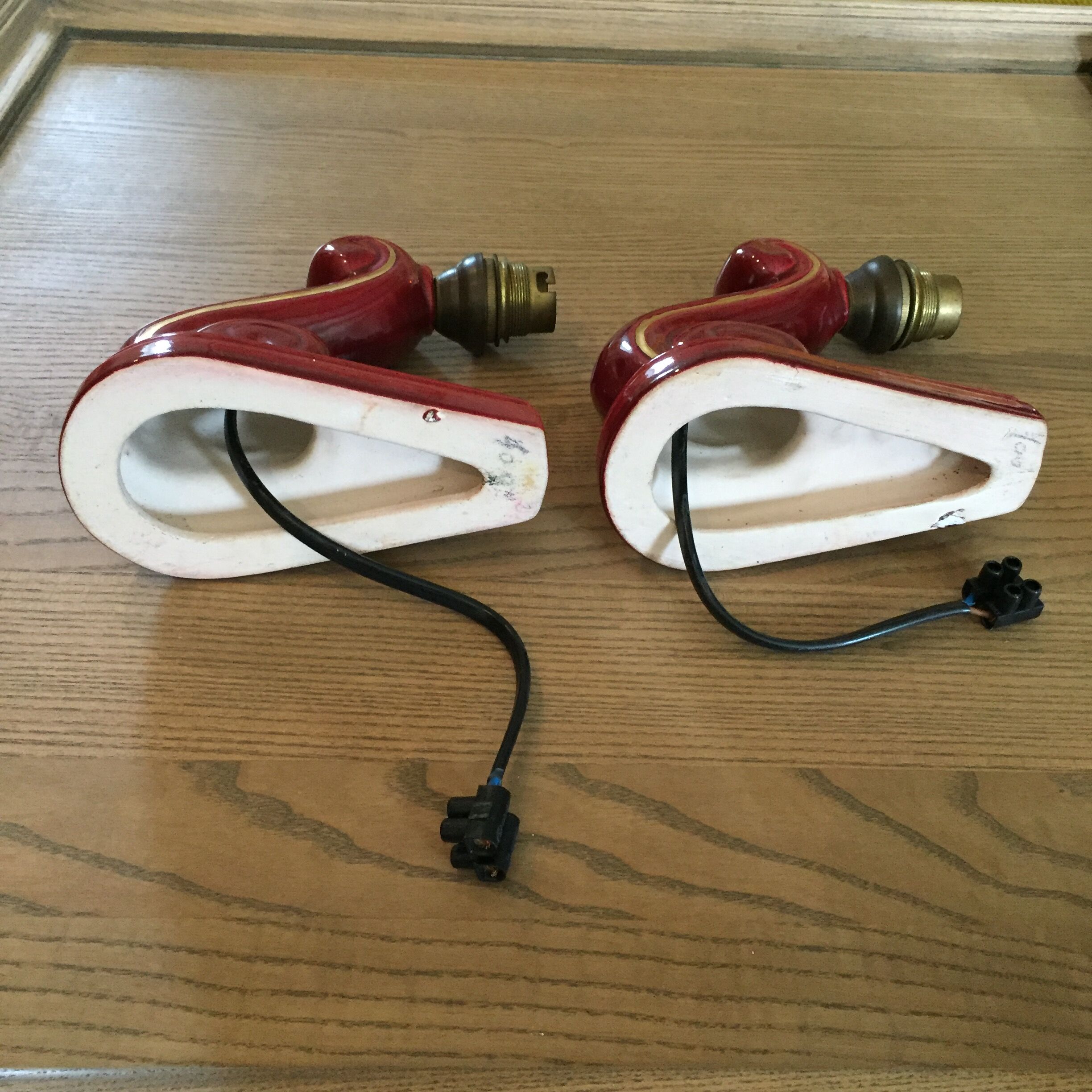 Pair of ceramic sconces grenat 50s