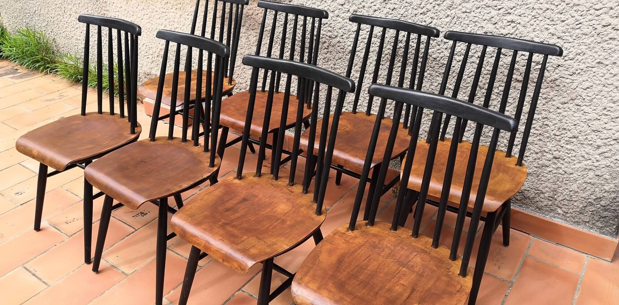 Set of 8 scandinavian chairs fanett Illmari Tapiovaara 1960