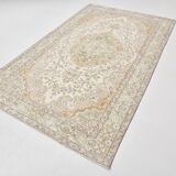 5x9 Light Green & Beige Madallion Corners Vintage Rug, 166x268Cm