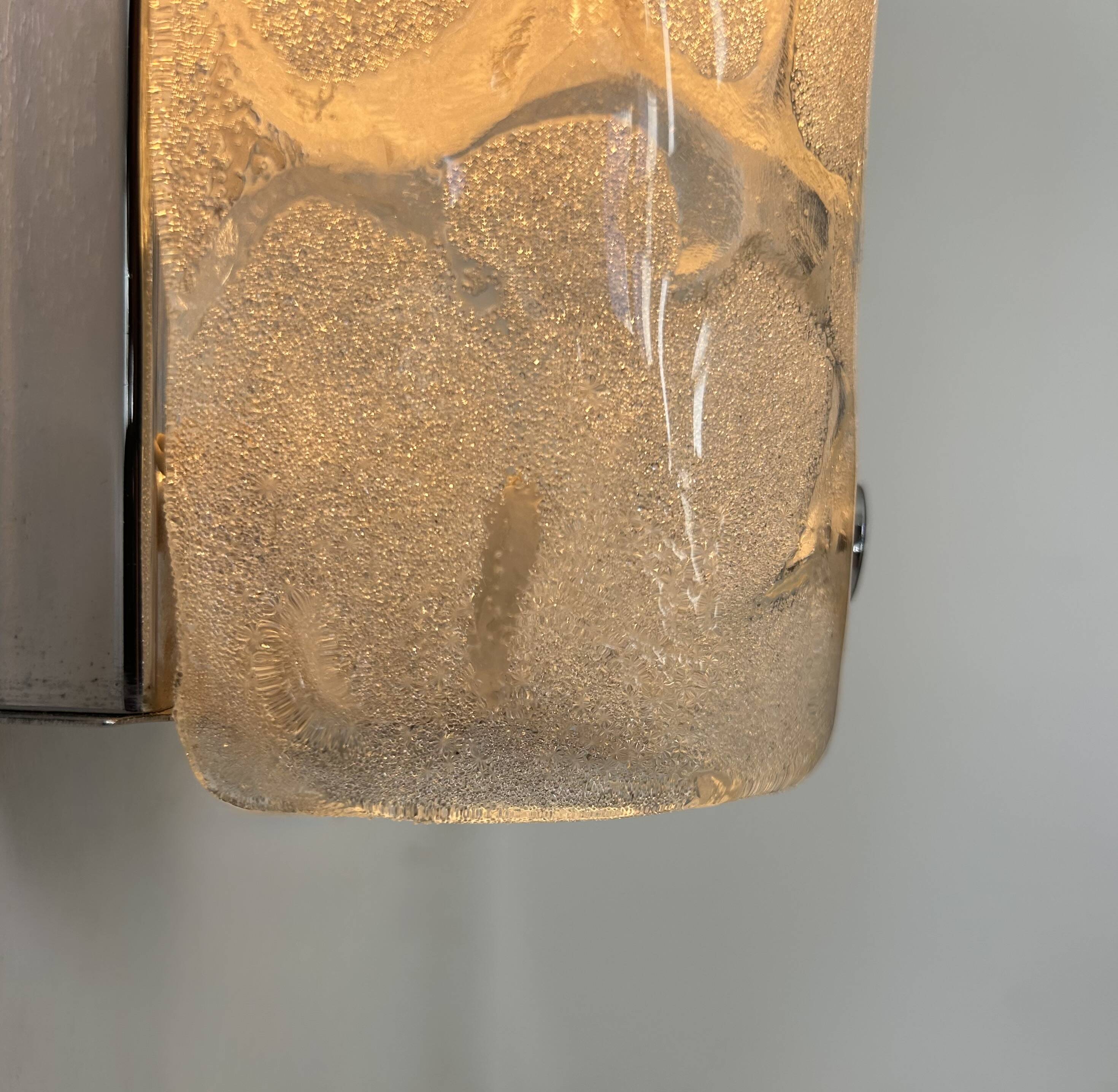 Paire d'appliques vintage en verre murano et métal chromé, Italie, 1960