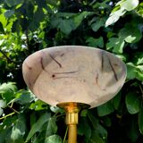 Golden floor lamp with opaline glass lampshade