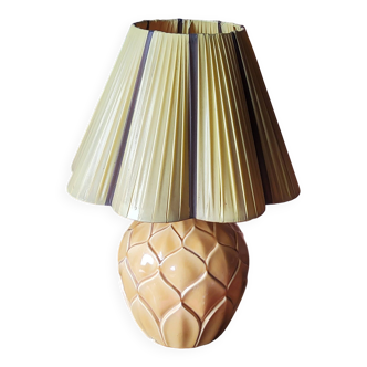 Lampe ananas vintage des années 50 en céramique de Saint Clément abat jour d’origine en plastique