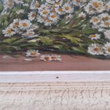 Vintage still life painting with daisies