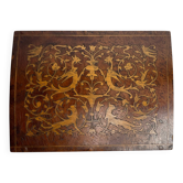 Empty card box with lemon tree and marquetry griffins from the late 19th century.