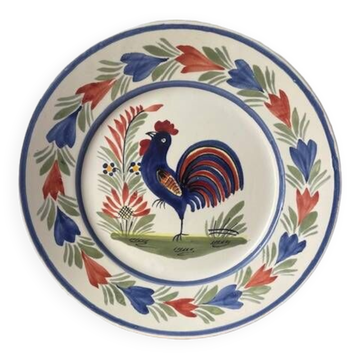 Rooster plate signed HB Quimper, France 1980