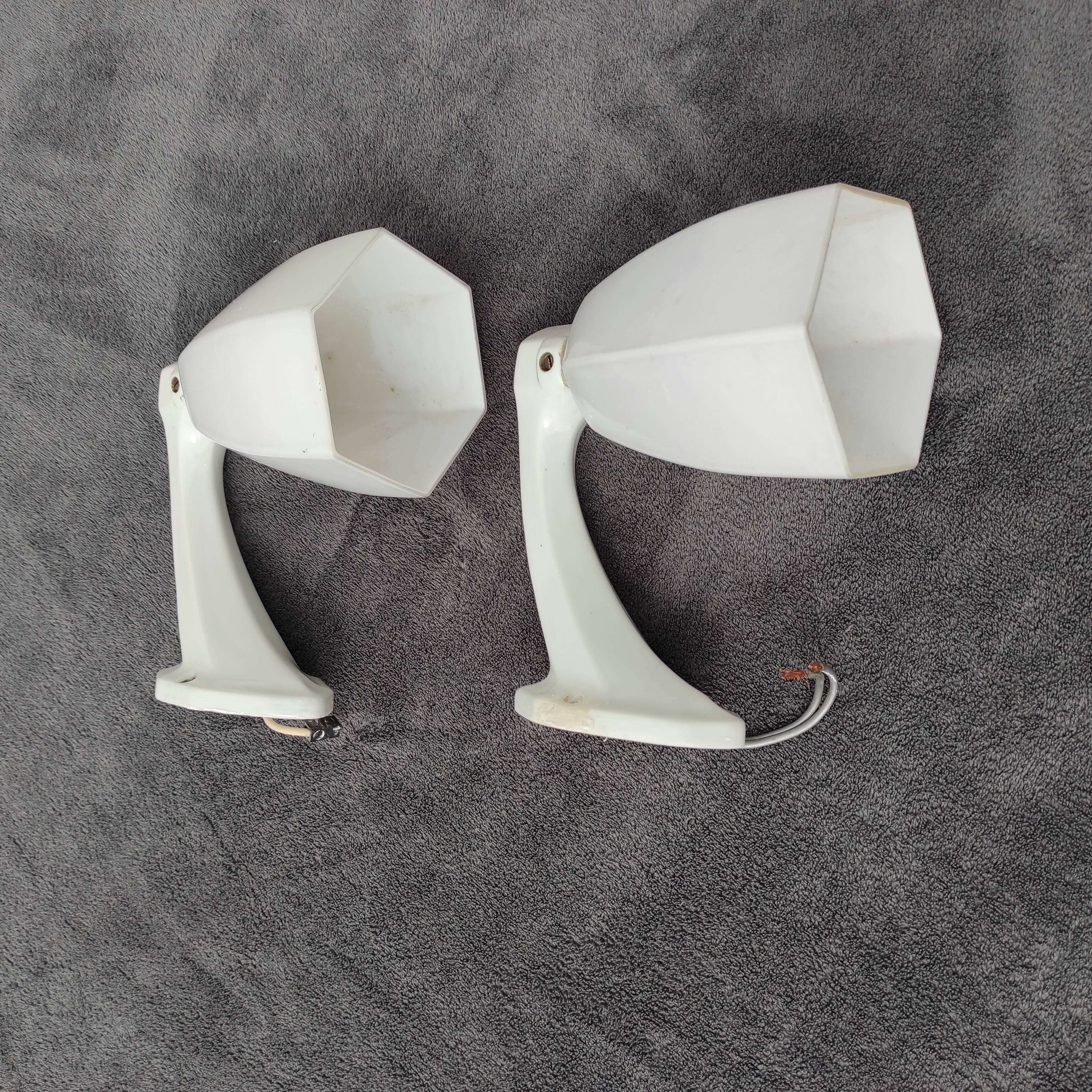 Pair of white opaline sconces early 20th century