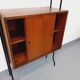 Vintage Italian modular shelving unit in teak and metal from the 1970s
