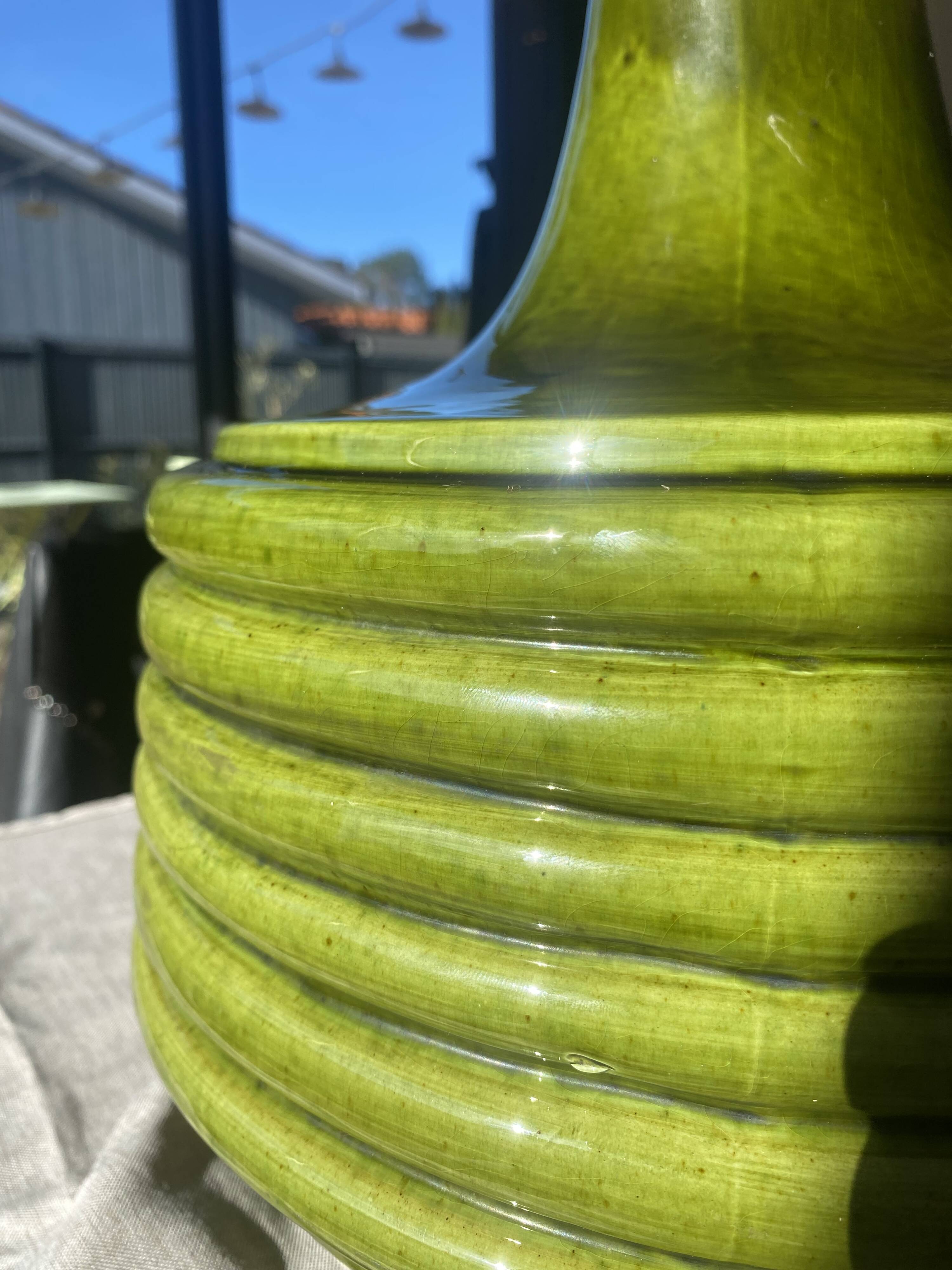 "Héritage 70" lamp in green glazed ceramic