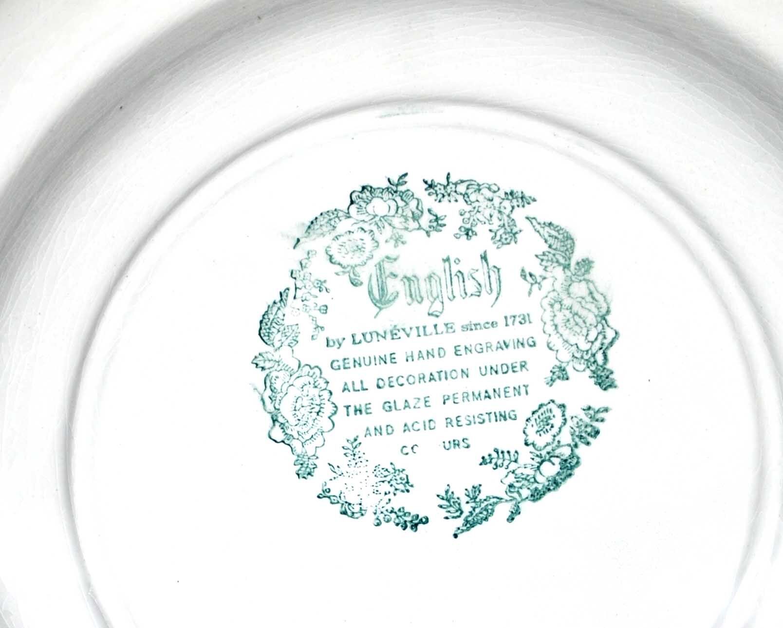 Series of 6 plates in Lunéville earthenware decoration English country - picnic in the countryside