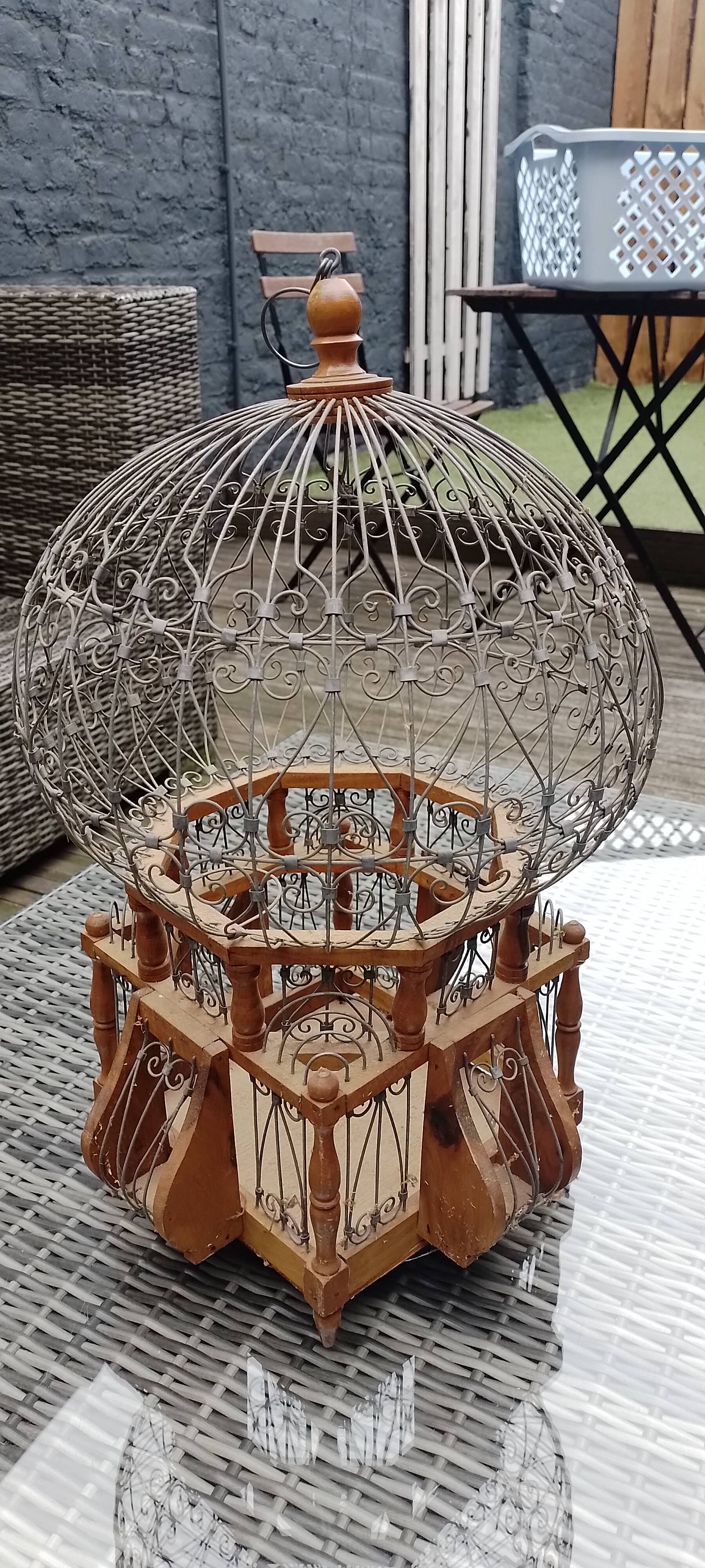 50' Vintage Metal and Wood Bird Cage