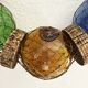 Fishing floats made of blown glass, cork, and rope. France, 1960s.