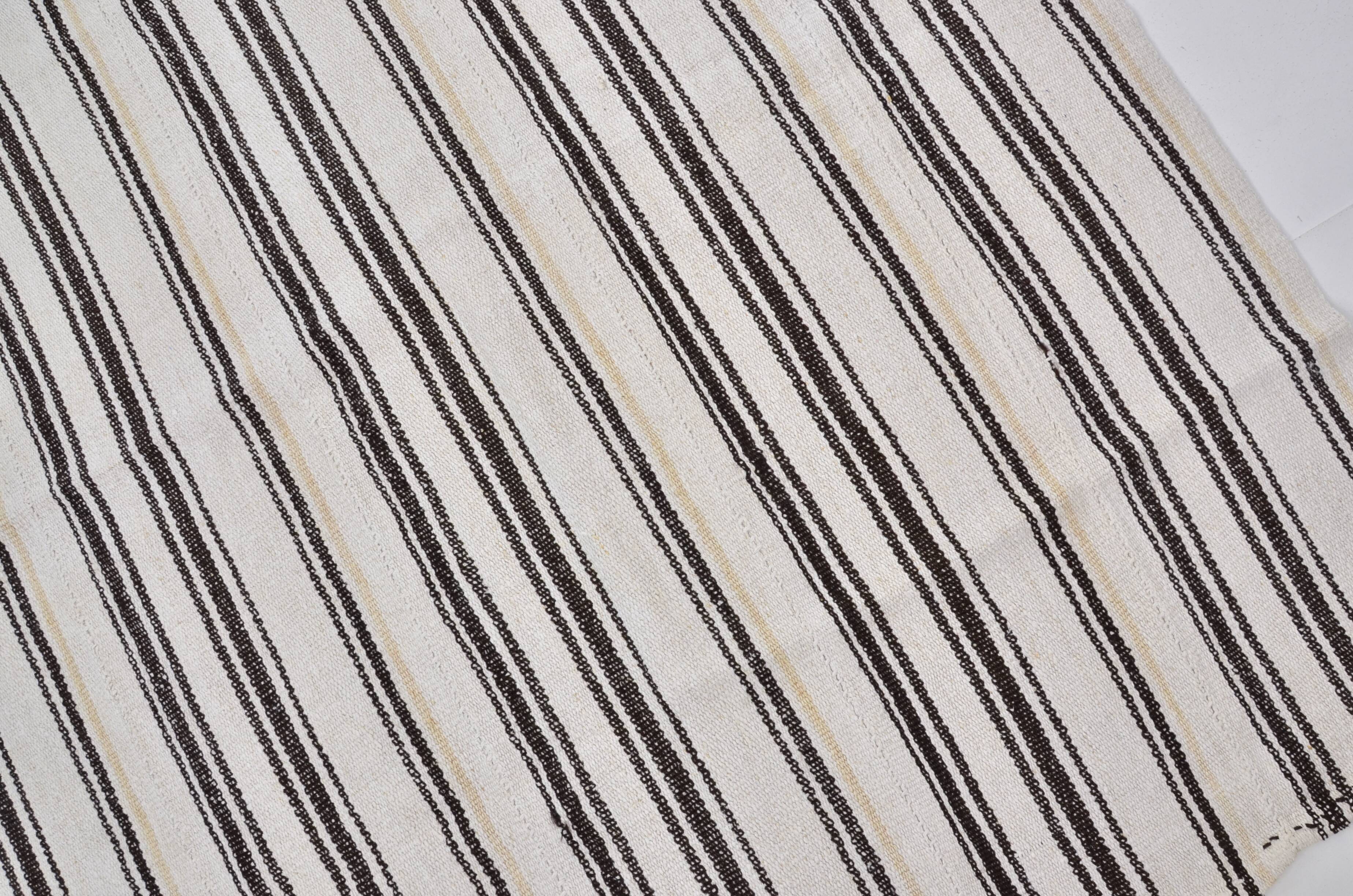 Turkish Handwoven Stripe Hemp Kilim sku 3654