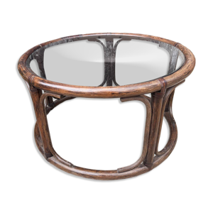 Table basse rotin & verre - chic