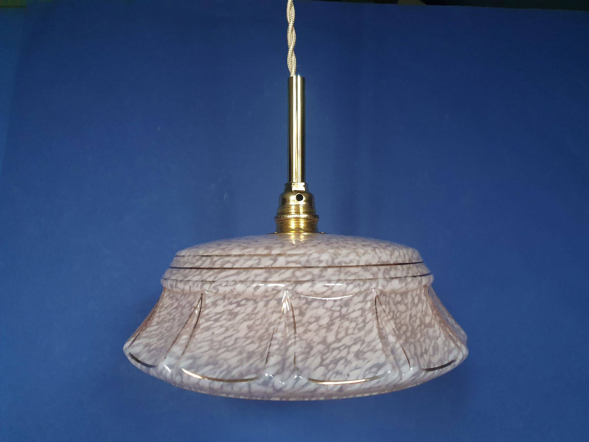 Art Deco pendant lamp from the 30s and 50s, vintage France - newly electrified