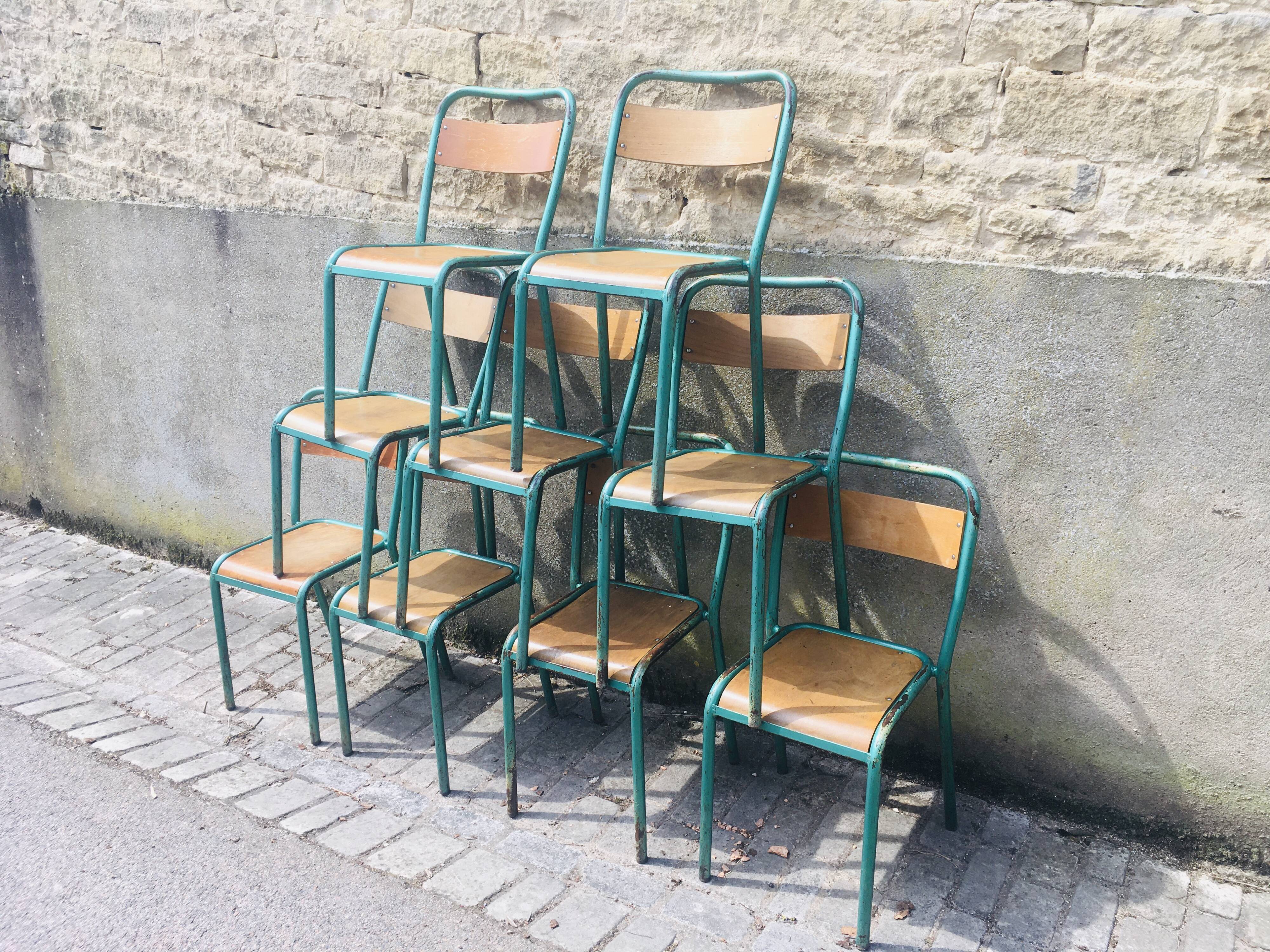 9 tolix school chairs