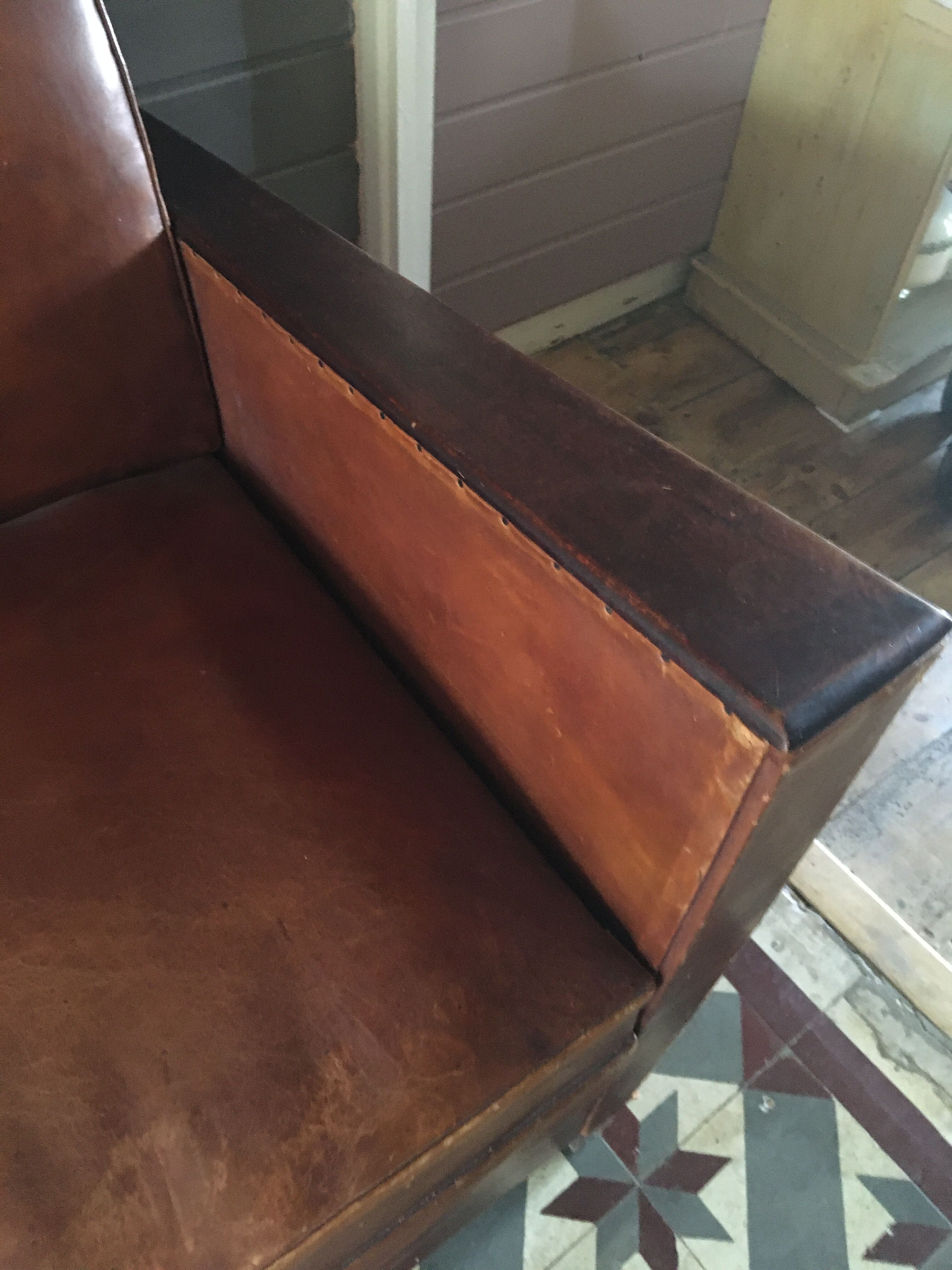 Leather club sofa 30s