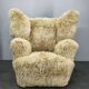 1930s Art Deco Wingback Armchair in Honey Skandilock Sheepskin