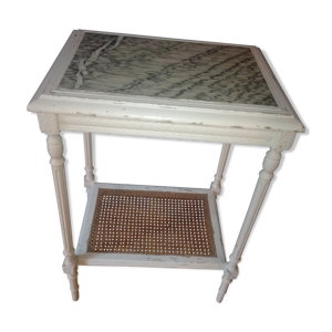 Table d'appoint marbre et cannage