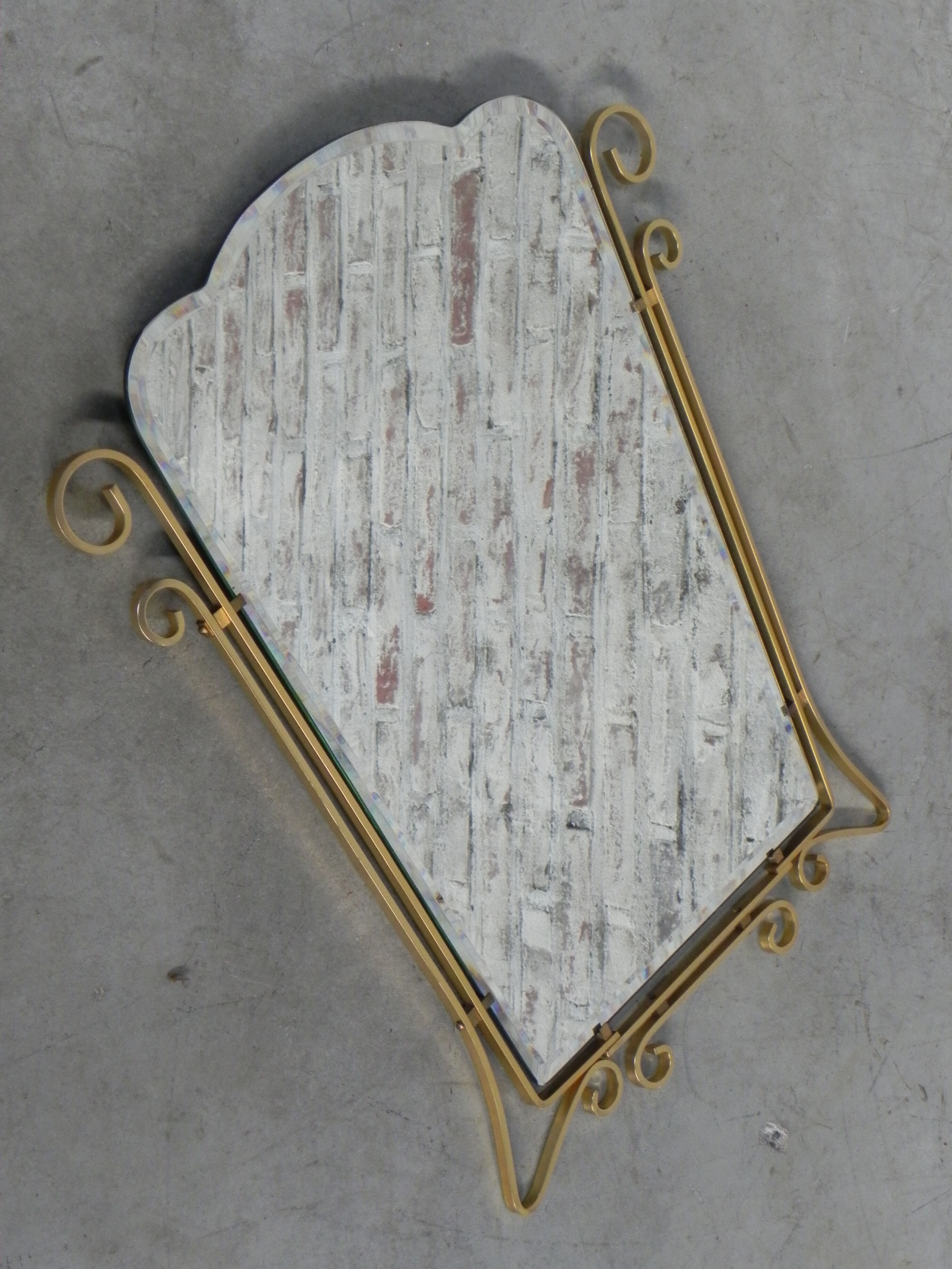 Vintage faceted mirror in aluminum frame 67x54cm