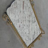 Vintage faceted mirror in aluminum frame 67x54cm