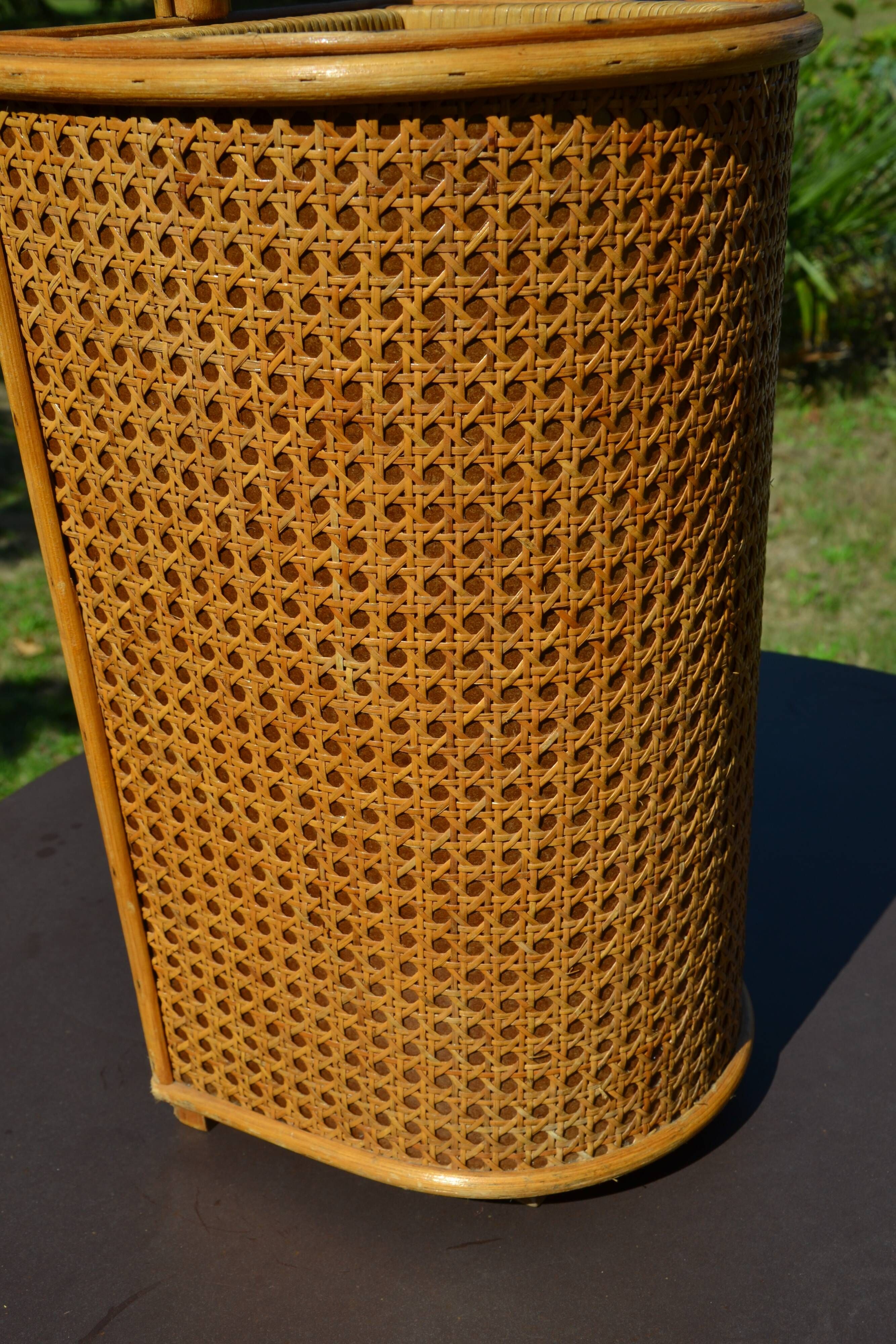 Vintage wicker and cane umbrella stand