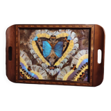 Vintage Brazilian inlaid tray Morpho butterfly wings, 1930s
