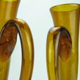 Rare pair of blown pitcher, with trace of pontil. Amber and bubbled glass. The beaks are very thin. 2