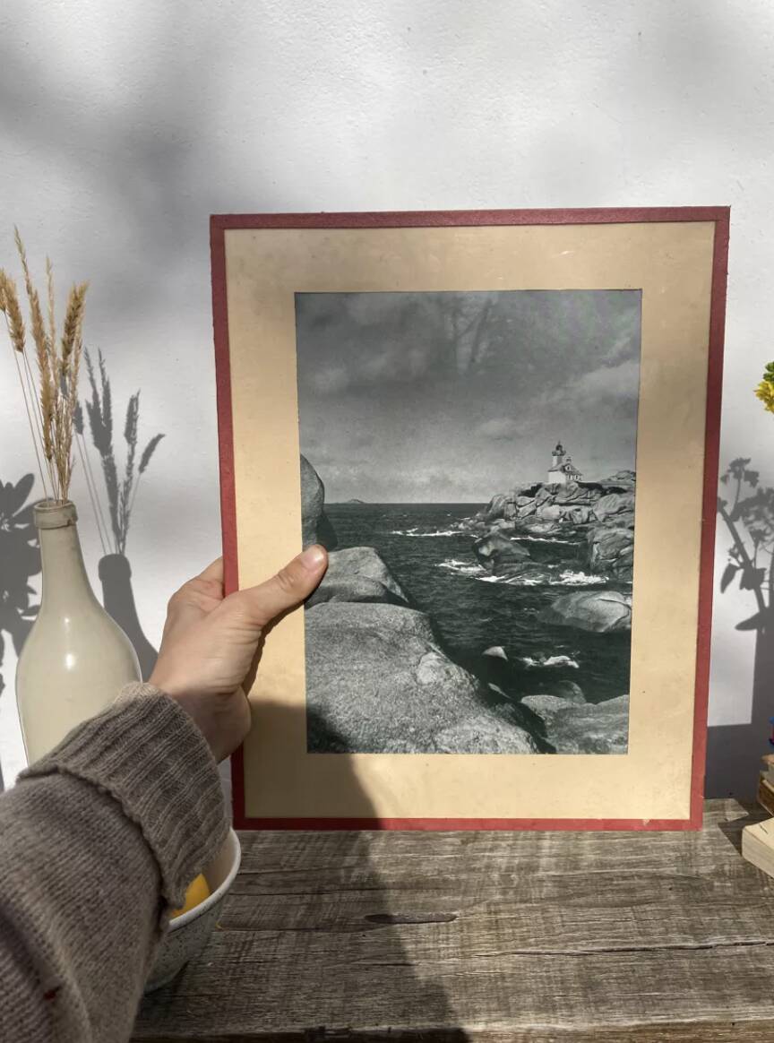 Black and white Brittany lighthouse photographic print
