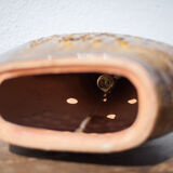 vintage enamelled terracotta lamp, table lamp, lampshade lamp, pottery, home decor, lamp