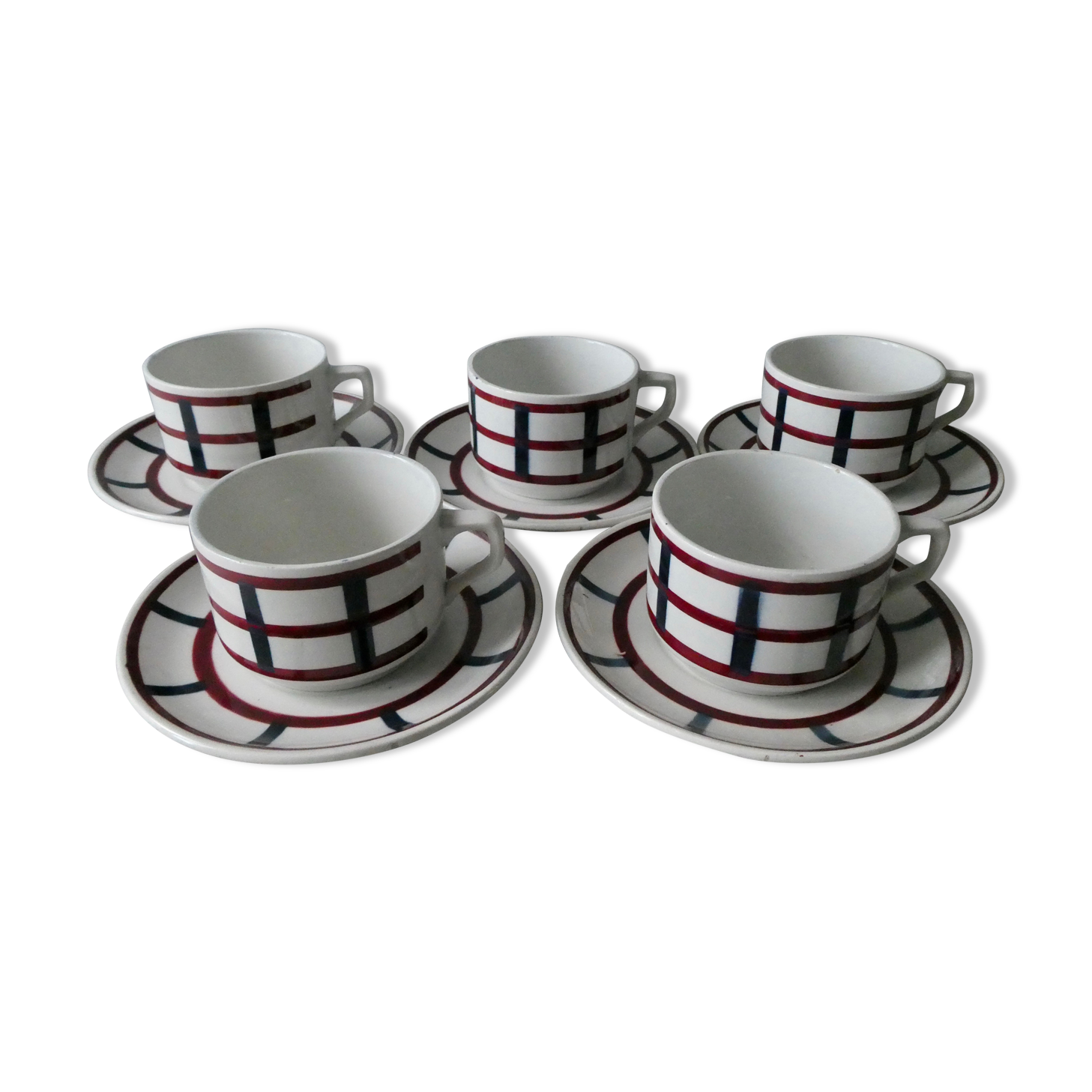 5-cup Badonviller set, Basque décor, Béarn