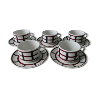 5-cup Badonviller set, Basque décor, Béarn