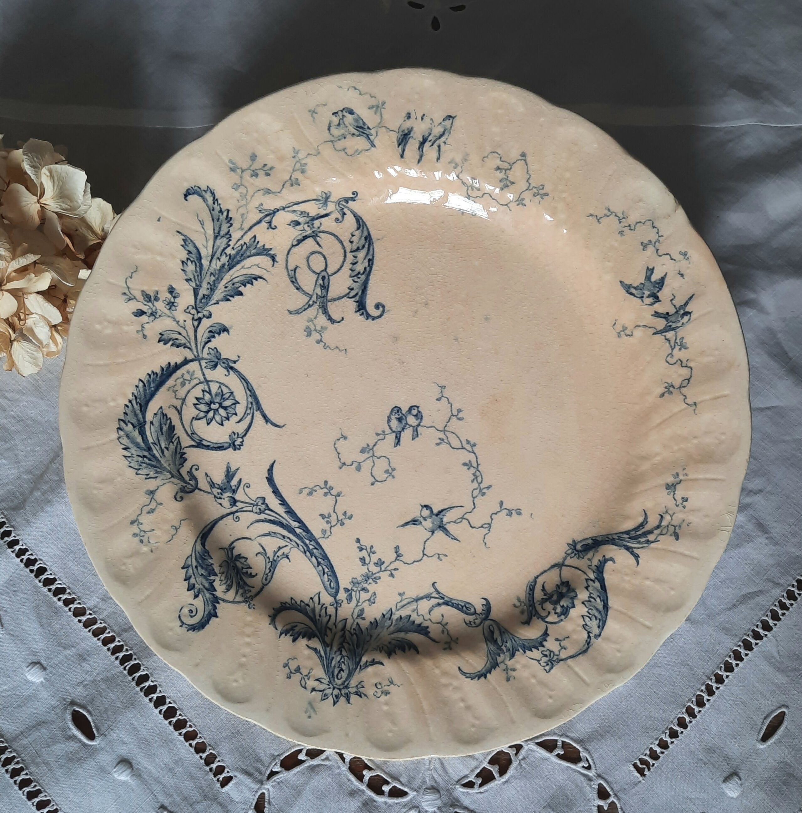 Old flat plates mismatched in earthenware