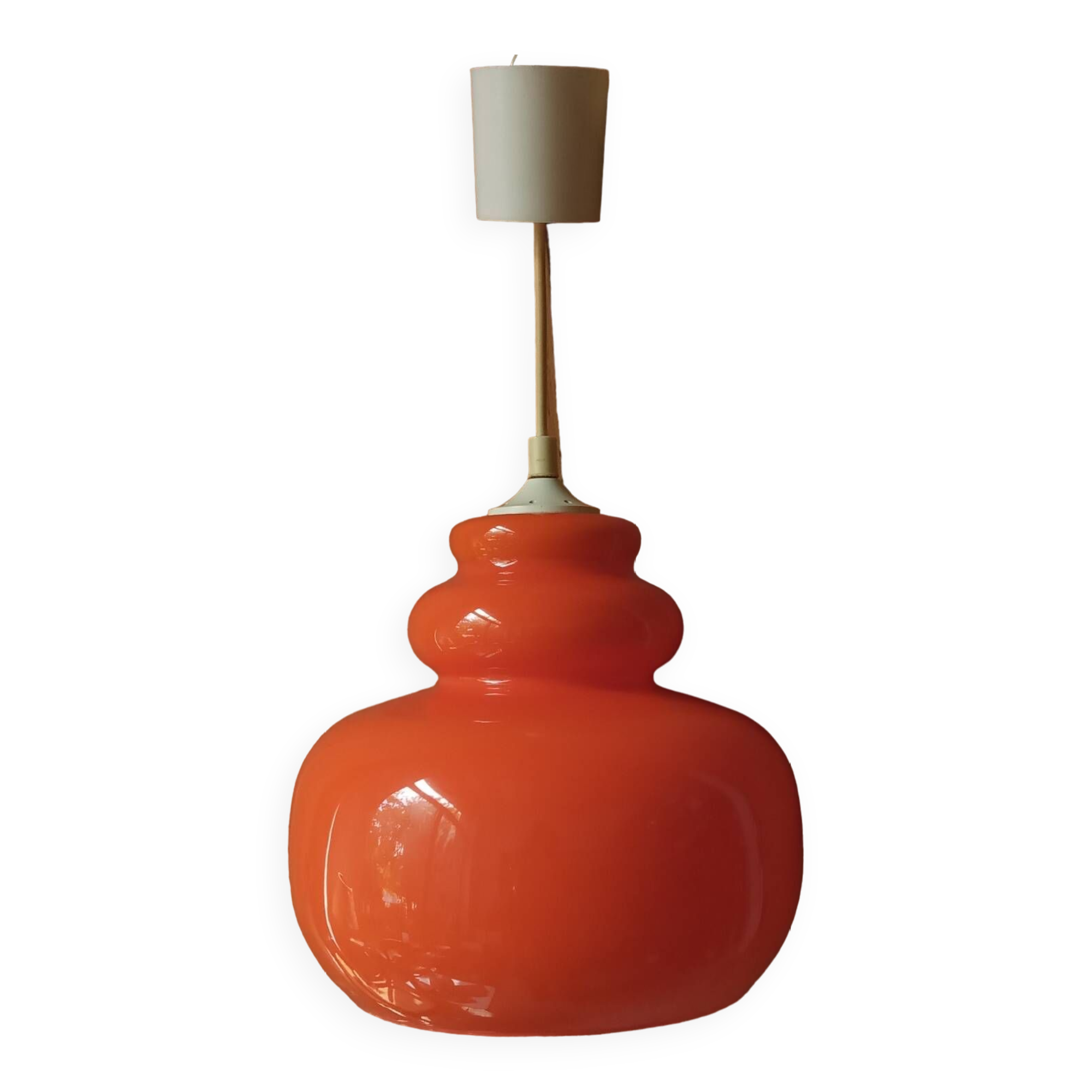 Orange opaline pendant light, 60s/70s