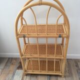 1970s rattan bamboo shelf