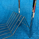 Vintage vinyl record/newspaper storage unit 1960-1970 chrome structure