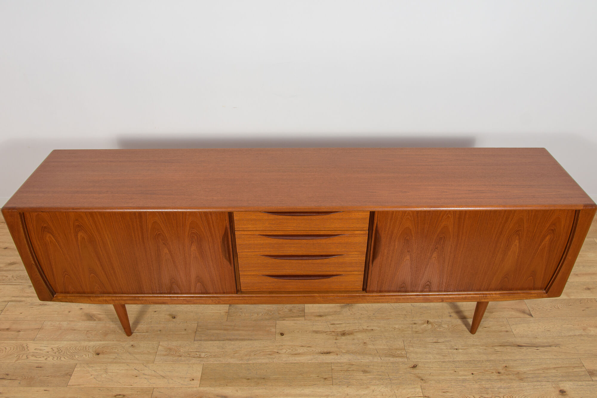 Mid-Century Large Teak Tambour Door Sideboard, Denmark, 1960s