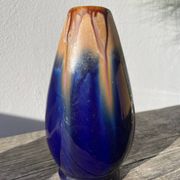 Belgian vase in blue and beige flamed stoneware