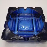 Vintage blue glass ashtray from the 80s
