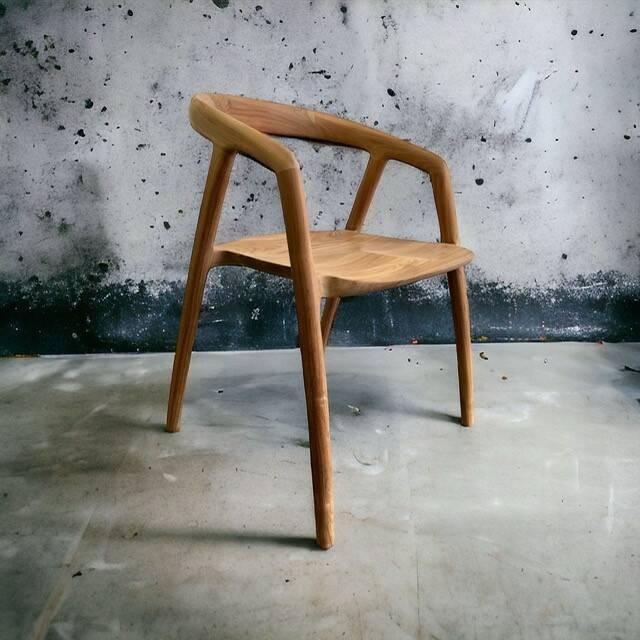 Solid wood chair with armrest