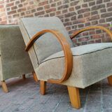 Pair of armchairs by Jindrich Halabala for Thonet 1950. Art deco