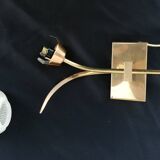 Golden wall lamp in brass and vintage glass 1950