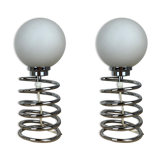 Pair of lamps spring chrome 70s