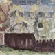 French vintage oil painting on canvas of a mine, signed M. L. Bertin Eustache