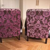 Art Deco armchair, reupholstered and covered in Pierre Frey fabric