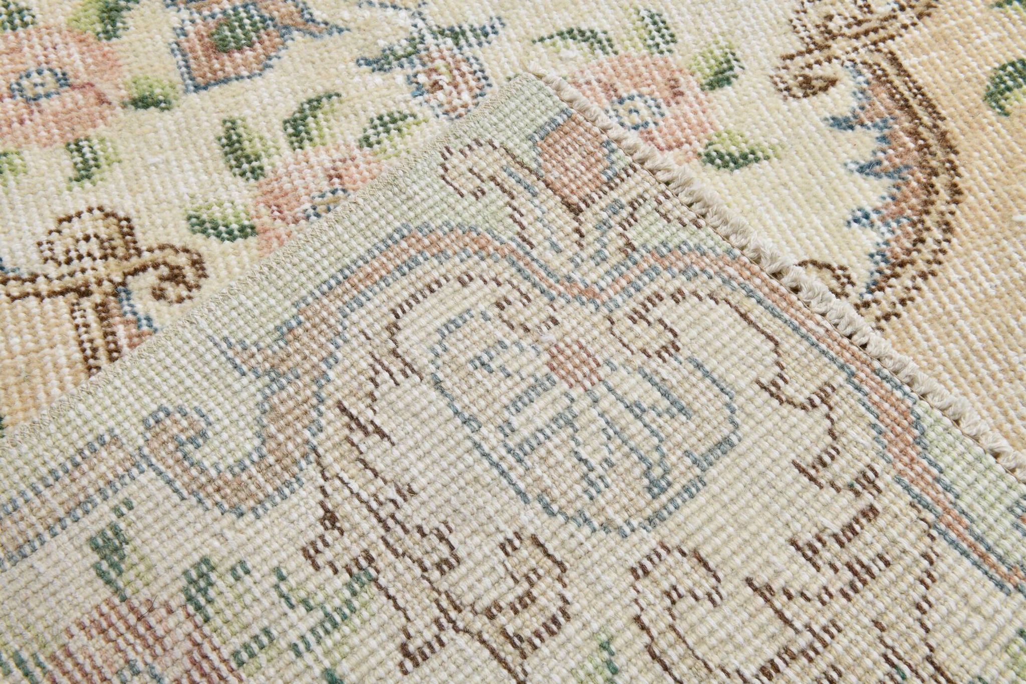 Light Yellow & Brown Turkish Rug, 114x204Cm